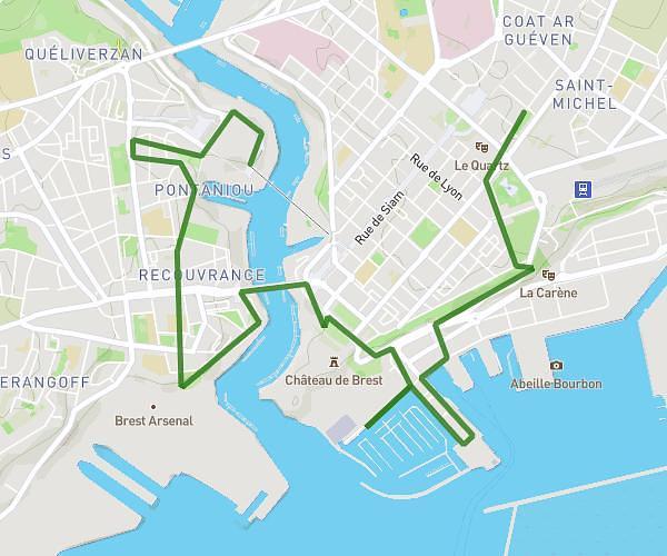 Brest: Tourist Info to Bibus Shop to Telepherique (East)