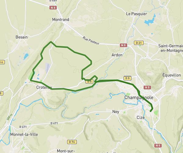 Boucle : Champagnole - Crotenay - Champagnole en passant par la voie PLM