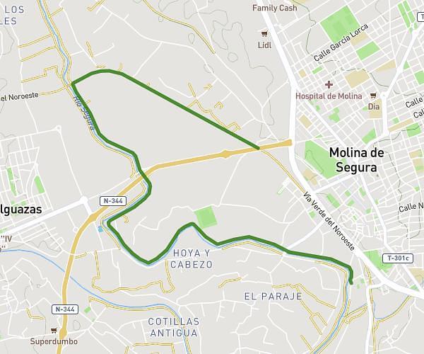 RIO SEGURA HASTA PUENTE ROJO VIA VERDE Y HASTA ALCURNIA
