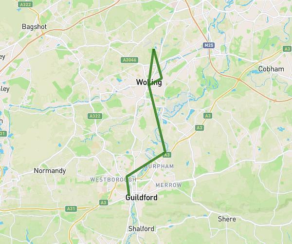 woking to Guildford via Shah Jahan Mosque and McLaren Park