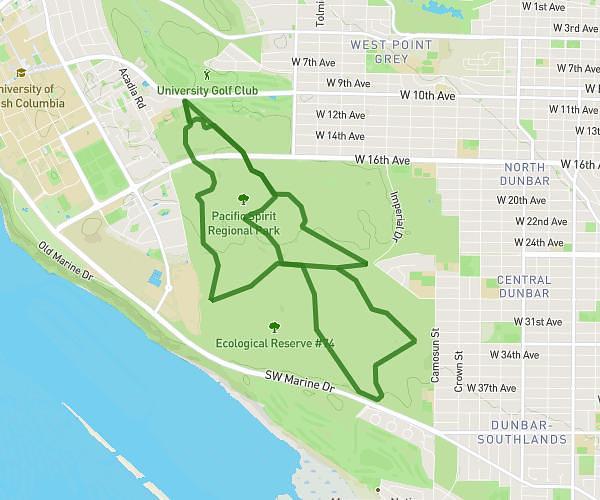 UBC Endow Church to Imperial to SW Marine Dr to Imperial 8 mile