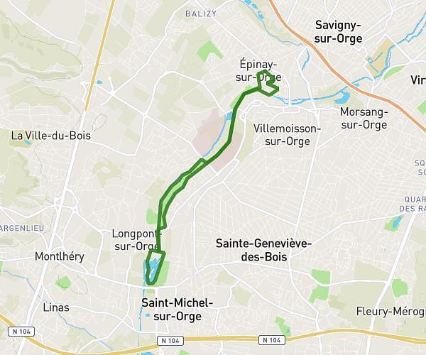 Berges de l'orge jusqu'au parc de Lormoy et retour