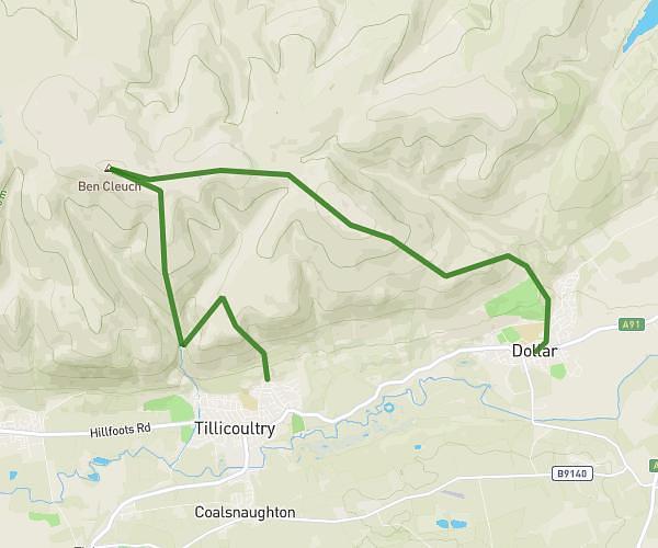 Tillicoutry to Dollar via Ben Cleuch
