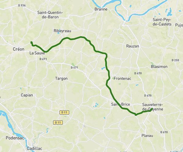 Piste vélo Lapébie : La Sauve à Sauveterre-de-Guyenne