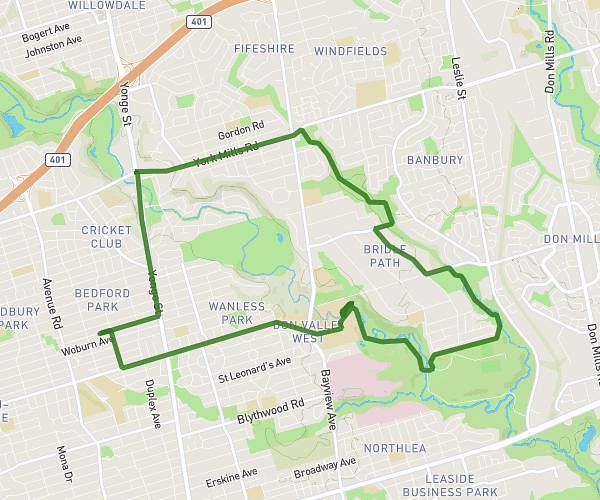 Sunnybrook bridle path route