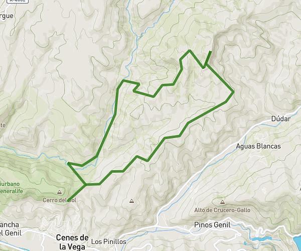 Canal Franceses, antes del cortijo Cortes, Alto de las 3 cruces, Crestas