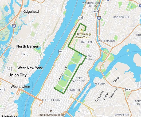 Harlem5k to CC via bway