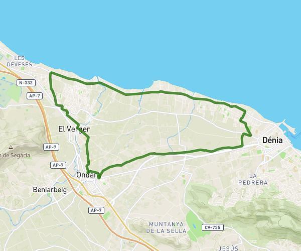 ruta ondara, torre carrals, pista, marines, boticari, el verger