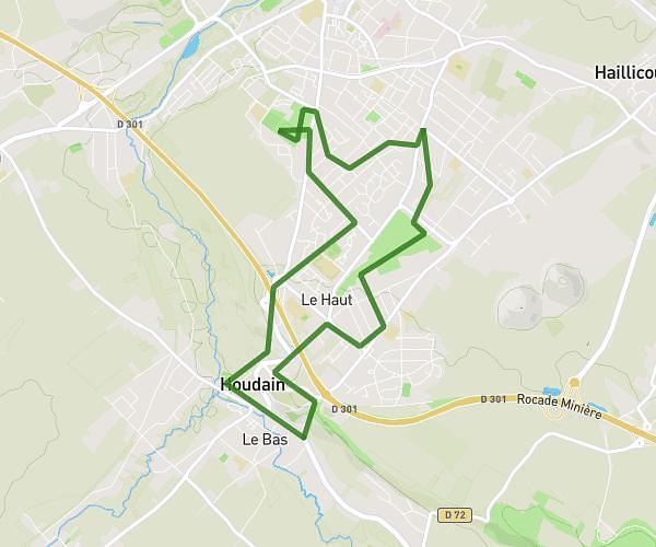 Houdain bas haut cités stade parc Montgolfier chemin colline - 10km 2h20