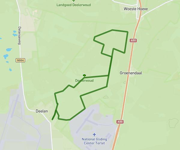 14,7km Grüne und Blaue Route von Deelen kombiniert
