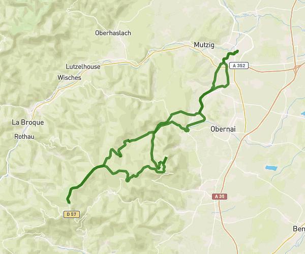 Molsheim-Ottrott-Mont Sainte-Odile-La Rothlach-le Champ du Feu et retour