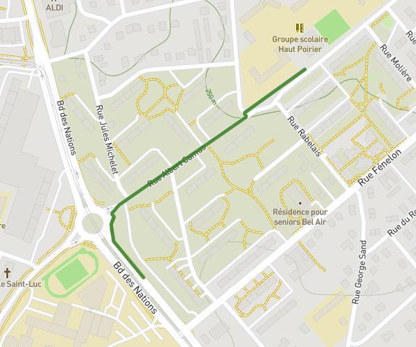 Itinéraire arrêt Tram Bel air, direction PAS 21