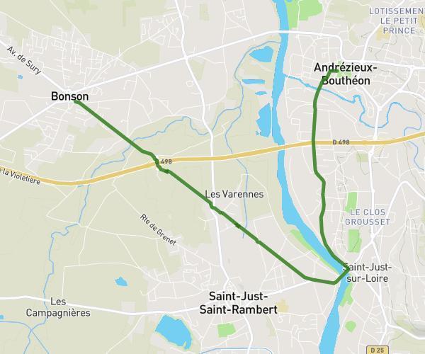 De gare de Bonson à Avenue du Parc Mairie Andrezieux