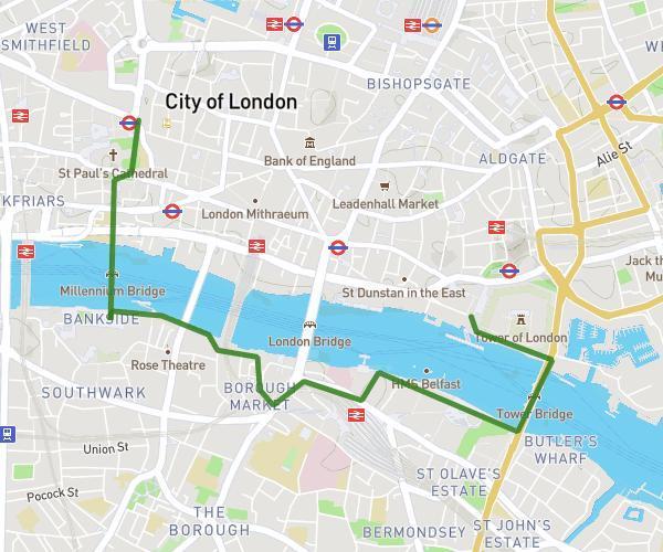 Absolute favourite walk! St Pauls, Globe, Borough Market, Tower Bridge