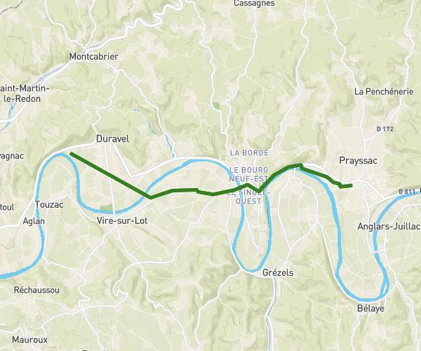 Prayssac to Voie verte vers Touzac - 22km